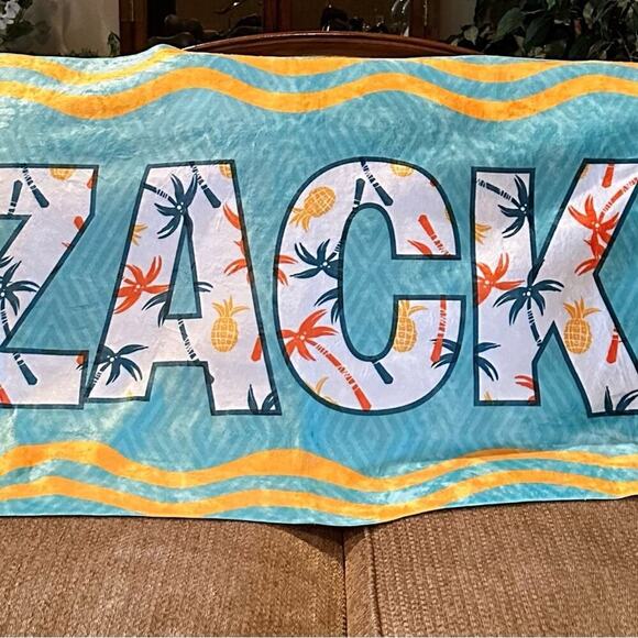 Personal Creations Beach Towel - ZACK ordered wrong spelling! NWT - Picture 2 of 4